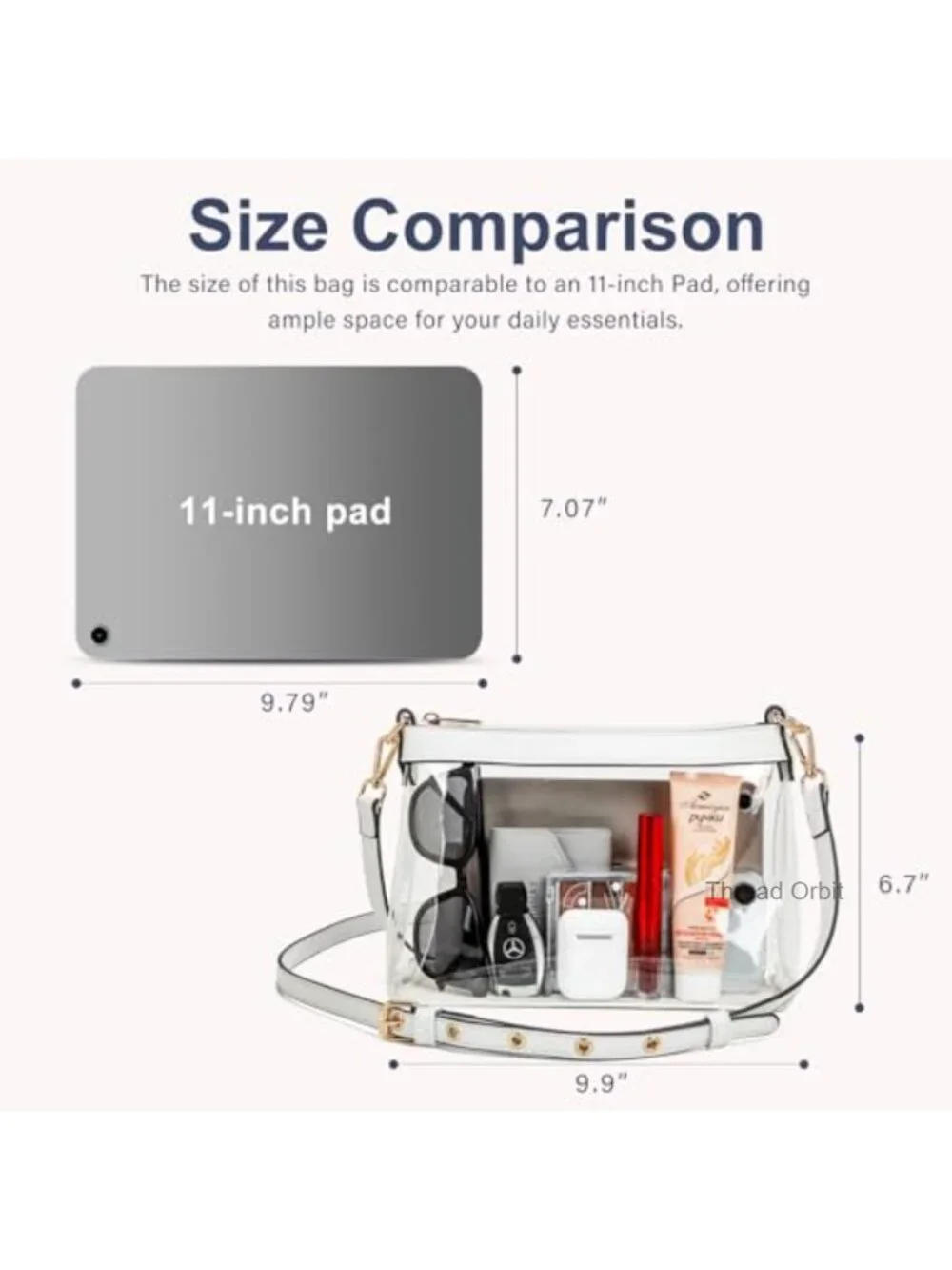 Clear Crossbody Bag for Stadium Events - PVC Transparent Purse